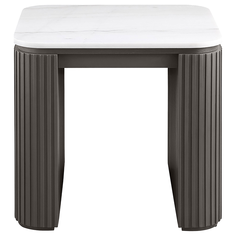 Pemberly Row 2-Piece Rectangular Marble Top Table Set in Charcoal