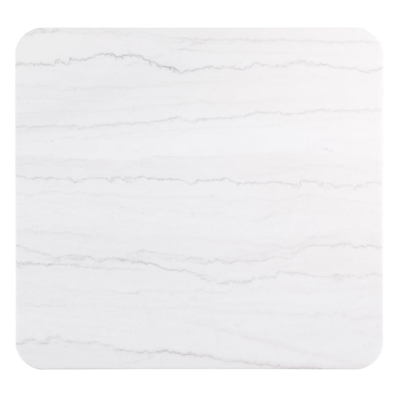 Pemberly Row Square White Marble Top Fluted Coffee Table in Charcoal