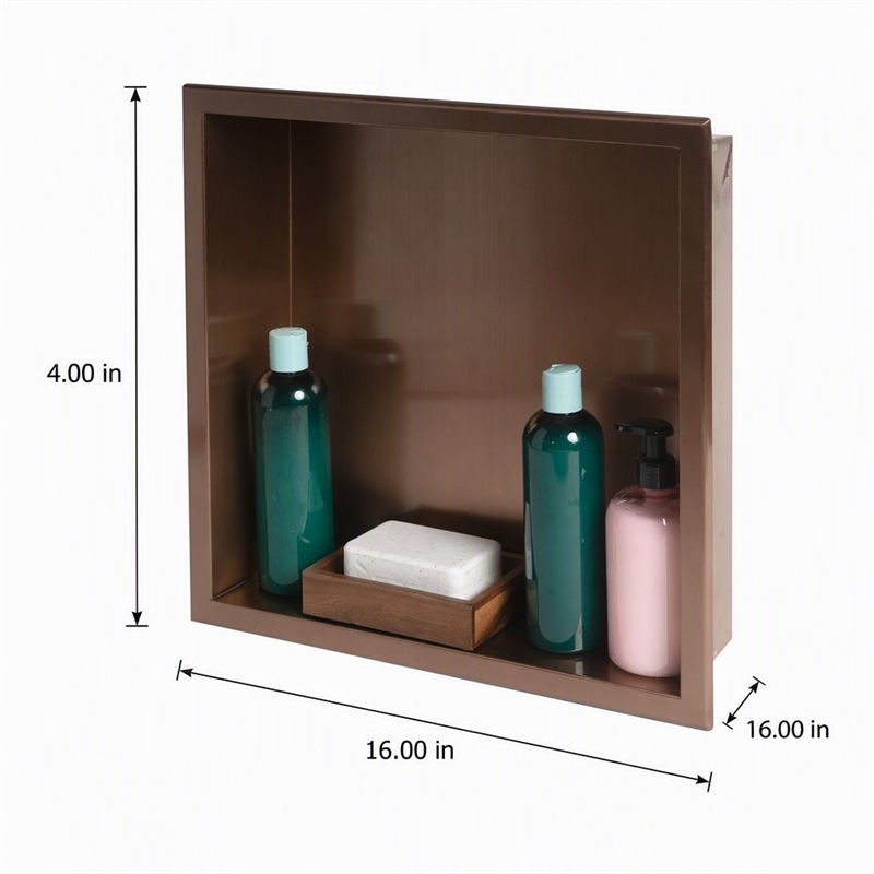 Pemberly Row 16 in x 16 in Square PVD Copper Steel Shower Niche
