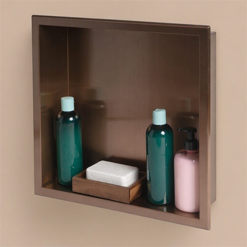 Pemberly Row 16 in x 16 in Square PVD Copper Steel Shower Niche