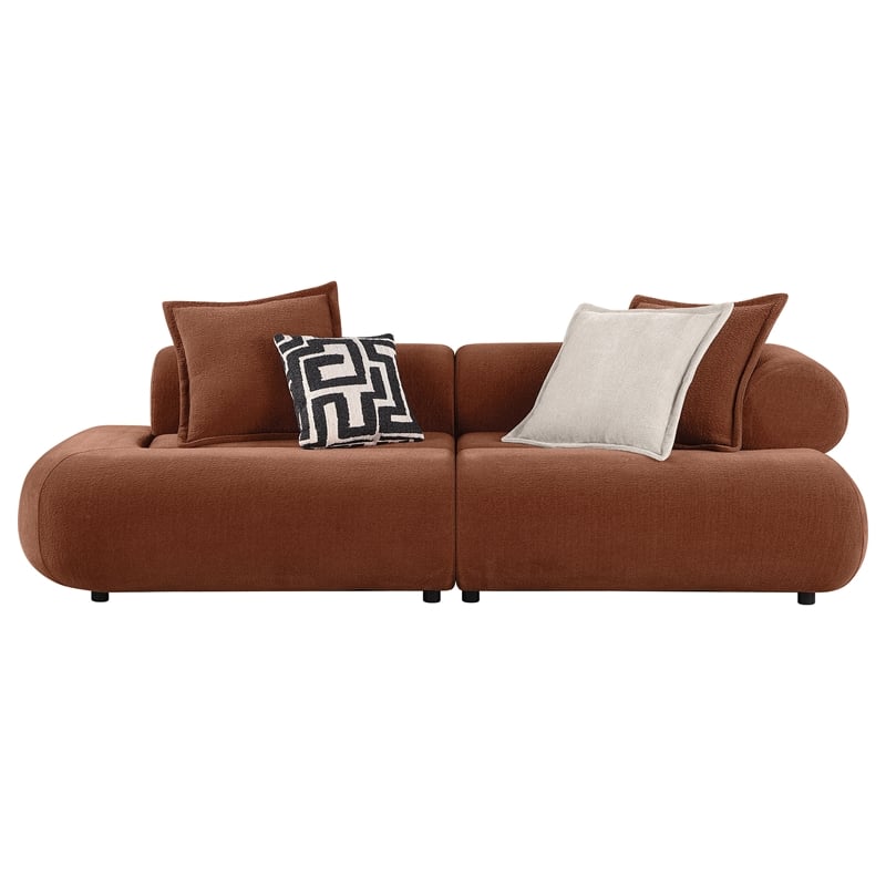 Pemberly Row 105-inch Velvet Modular Bumper Sectional Sofa in Rust