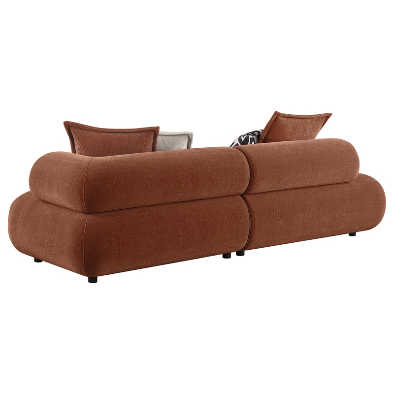 Pemberly Row 105-inch Velvet Modular Bumper Sectional Sofa in Rust