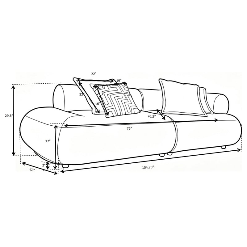 Pemberly Row 105-inch Velvet Modular Bumper Sectional Sofa in Rust