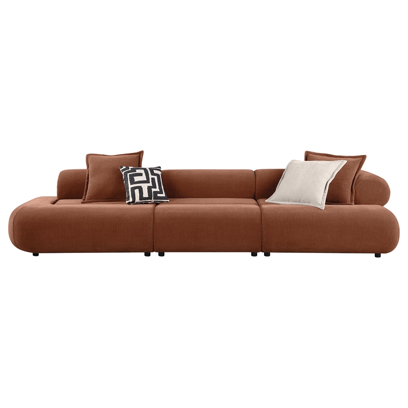 Pemberly Row 143-inch Velvet Modular Bumper Sectional Sofa in Rust