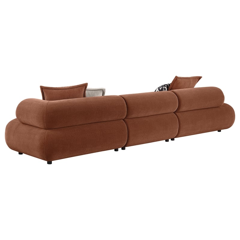 Pemberly Row 143-inch Velvet Modular Bumper Sectional Sofa in Rust