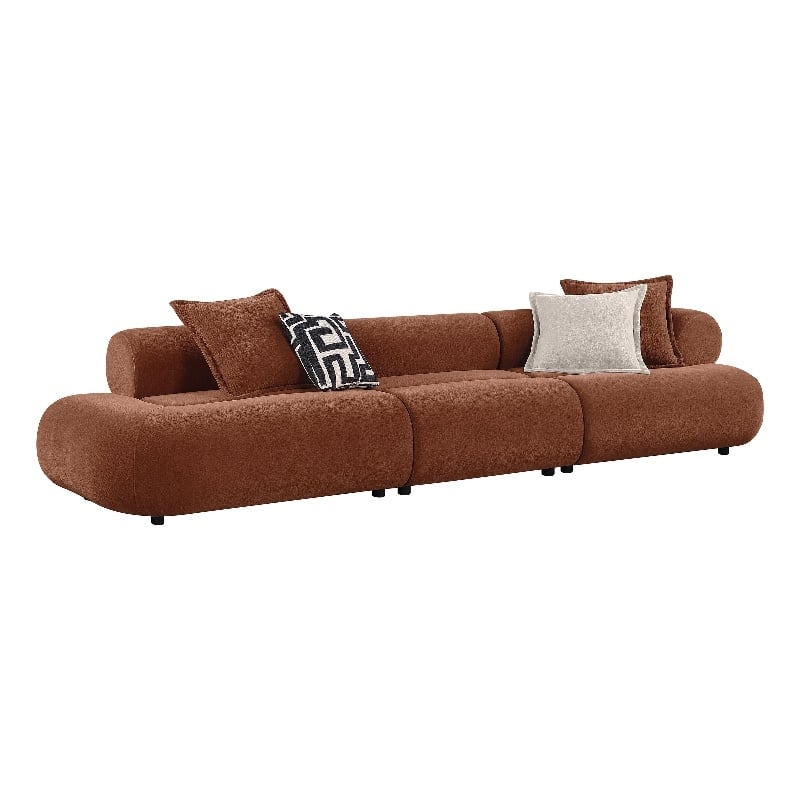 Pemberly Row 143-inch Velvet Modular Bumper Sectional Sofa in Rust