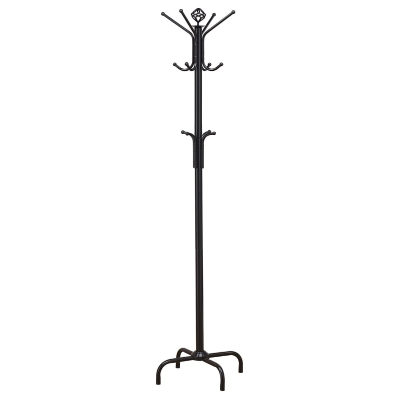 Pemberly Row 12 Hook Freestanding Metal Coat Rack and Hanger in Black