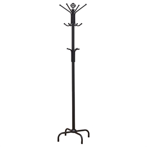 Pemberly Row 12 Hook Freestanding Metal Coat Rack and Hanger in Black