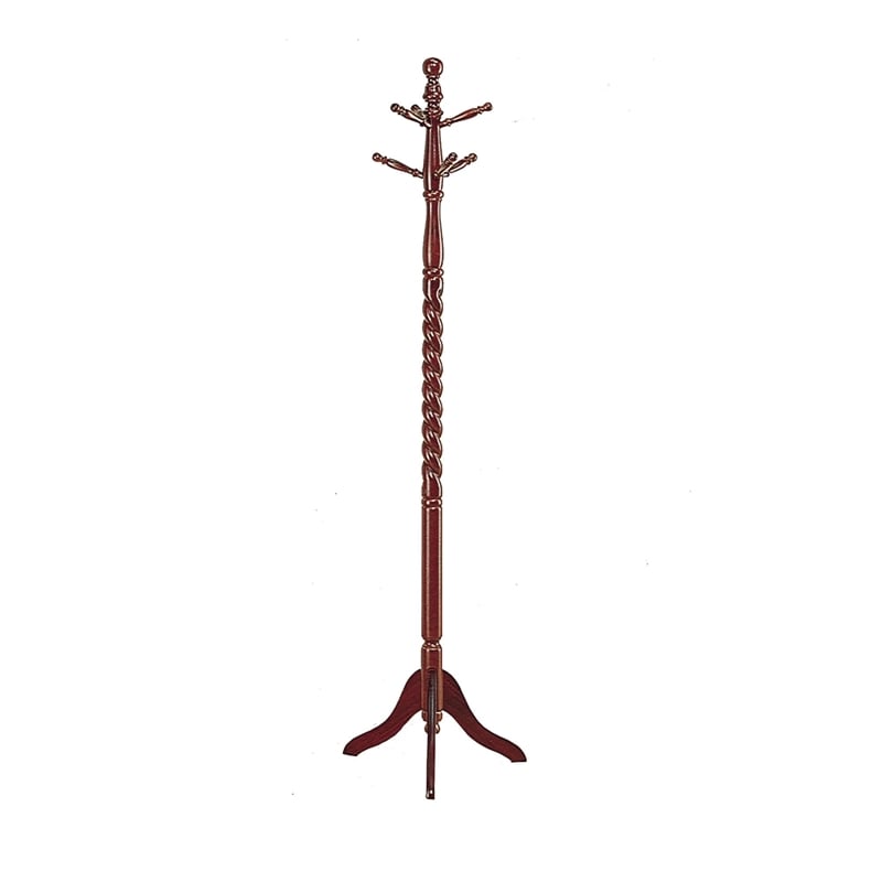 Pemberly Row 6 Hook Freestanding Wood Coat Rack and Hanger in Merlot