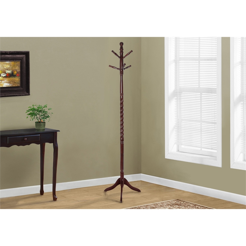 Pemberly Row 6 Hook Freestanding Wood Coat Rack and Hanger in Merlot