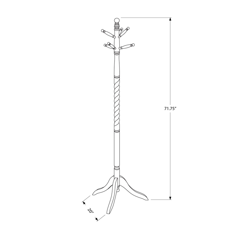 Pemberly Row 6 Hook Freestanding Wood Coat Rack and Hanger in Merlot
