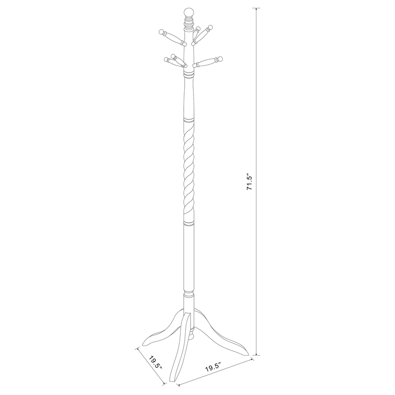 Pemberly Row 6 Hook Freestanding Wood Coat Rack and Hanger in Merlot