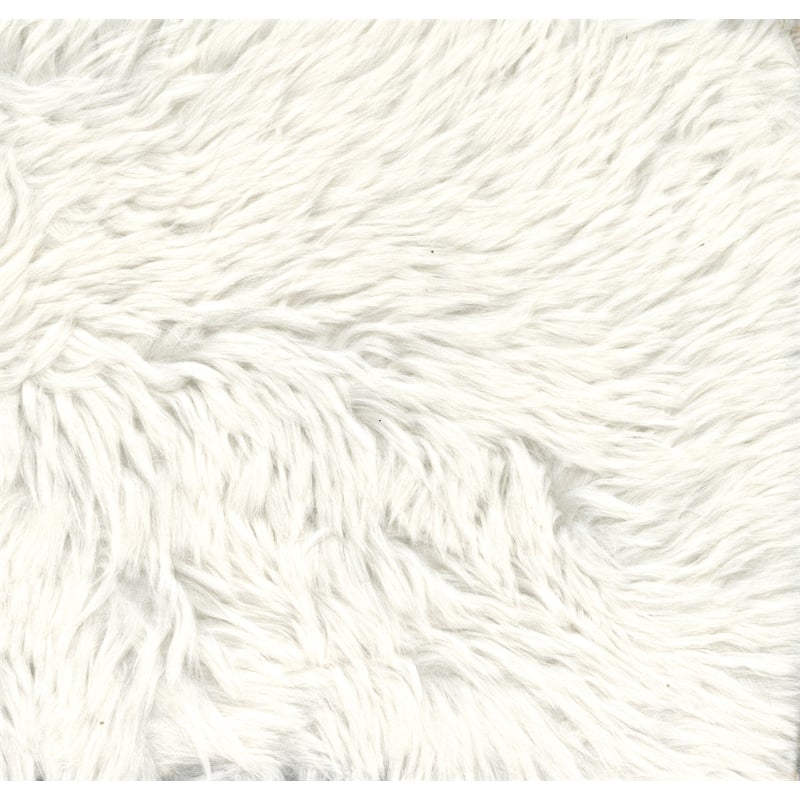 Pemberly Row Faux Fur Natural Tone Oversized Swivel Barrel Accent Chair