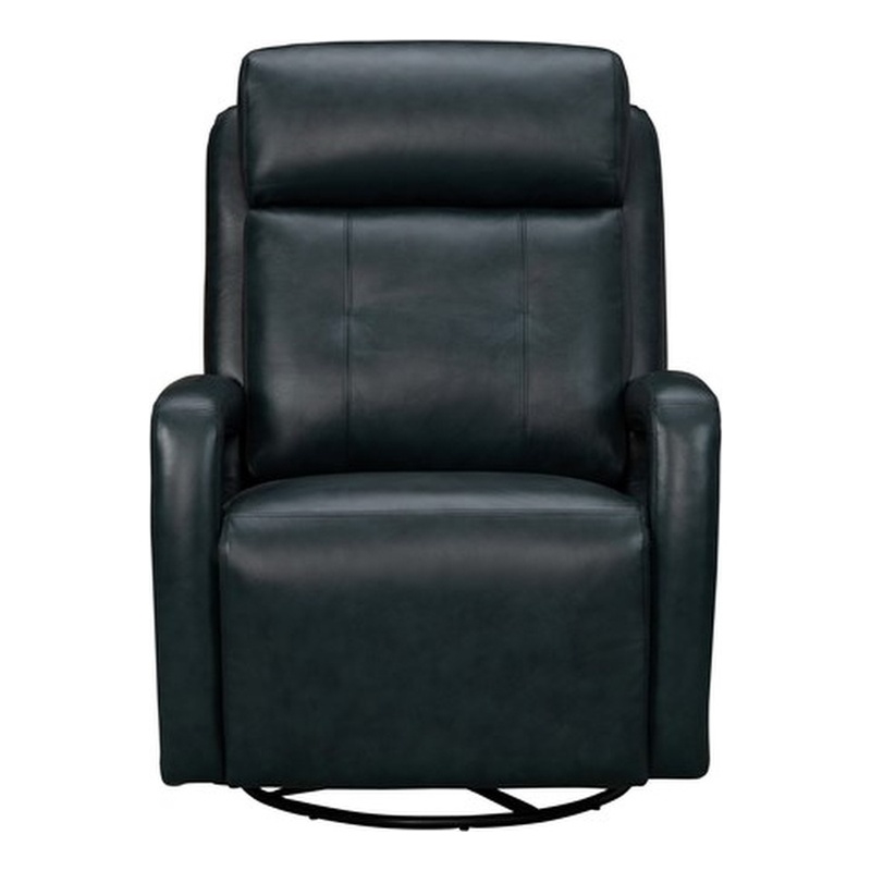 Pemberly Row Leather Power Swivel Glider Recliner in Midnight Blue