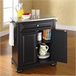 Pemberly Row Portable Kitchen Island in Black Wood with Adjustable Shelf
