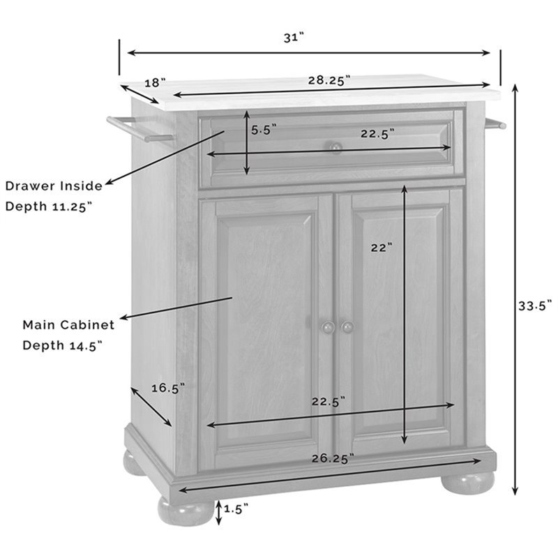 Pemberly Row Portable Kitchen Island in Black Wood with Adjustable Shelf