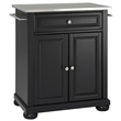 Pemberly Row Portable Kitchen Island in Black Wood with Adjustable Shelf