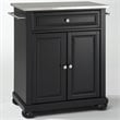 Pemberly Row Portable Kitchen Island in Black Wood with Adjustable Shelf