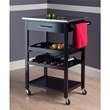 Pemberly Row Kitchen Cart with Stainless Steel Top and Black Finish
