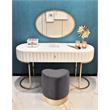 Pemberly Row Velvet Ottoman with Goldtone Base in Gray Fabric