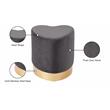 Pemberly Row Velvet Ottoman with Goldtone Base in Gray Fabric