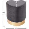 Pemberly Row Velvet Ottoman with Goldtone Base in Gray Fabric