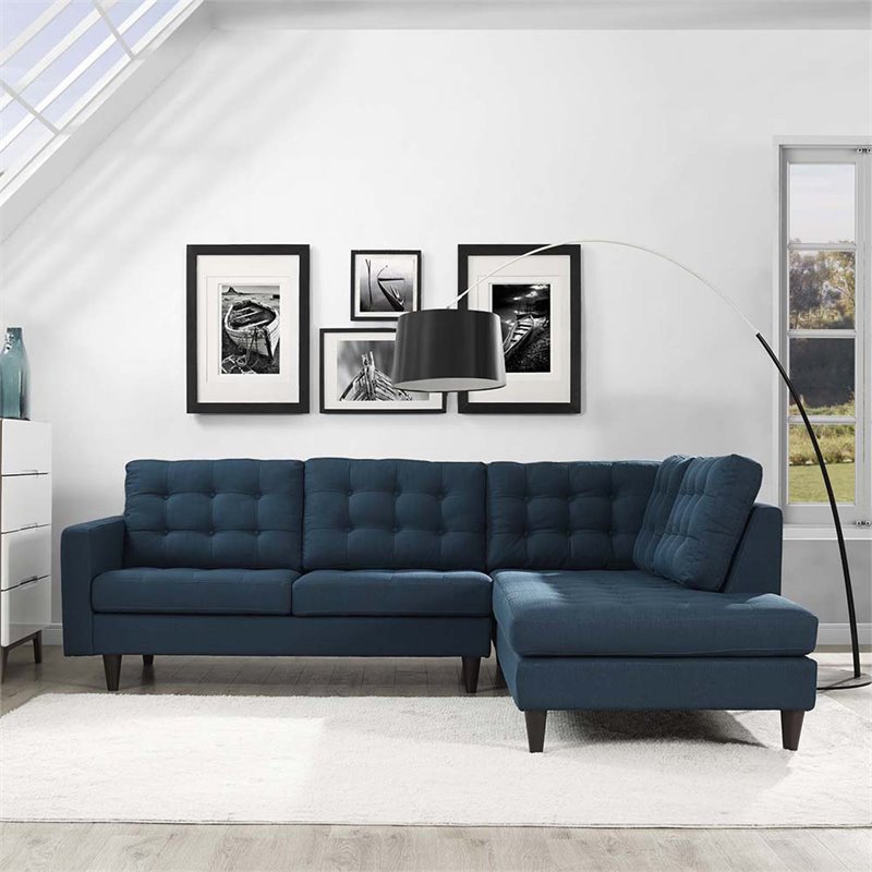 Pemberly Row Fabric Upholstered Right-Facing Sectional in Azure
