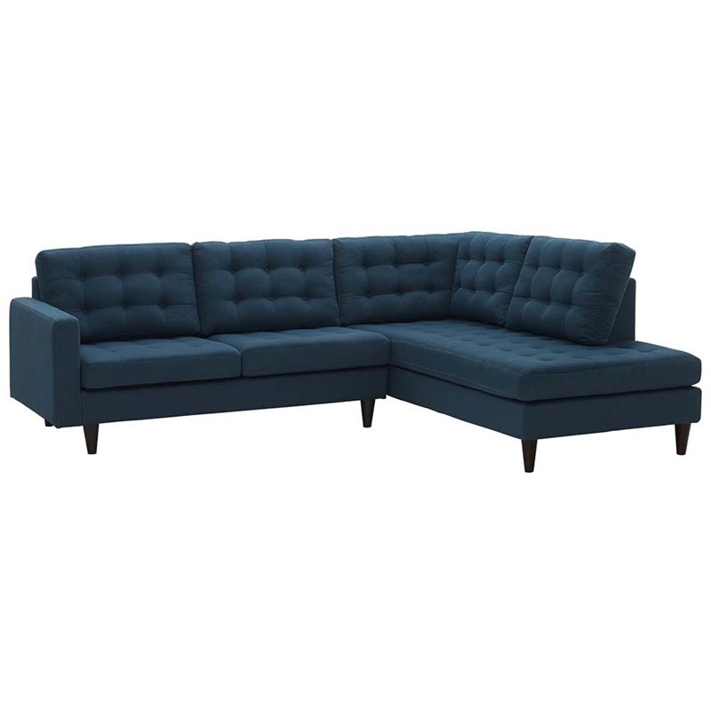 Pemberly Row Fabric Upholstered Right-Facing Sectional in Azure