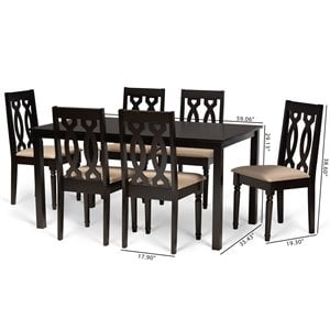 Pemberly Row 7-Piece Dining Set with Cut-Out Back Chairs in Dark Brown