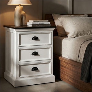 Pemberly Row Mahogany Wood Bedside Drawer Unit in White