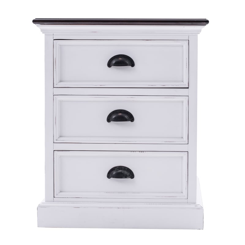 Pemberly Row Mahogany Wood Bedside Drawer Unit in White