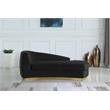 Pemberly Row Velvet Chaise in Black with Gold Base and Curved Design