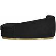 Pemberly Row Velvet Chaise in Black with Gold Base and Curved Design