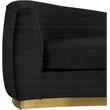 Pemberly Row Velvet Chaise in Black with Gold Base and Curved Design