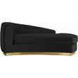 Pemberly Row Velvet Chaise in Black with Gold Base and Curved Design