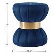 Pemberly Row Navy Velvet Hourglass Ottoman with Gold Band