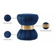 Pemberly Row Navy Velvet Hourglass Ottoman with Gold Band