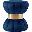 Pemberly Row Navy Velvet Hourglass Ottoman with Gold Band