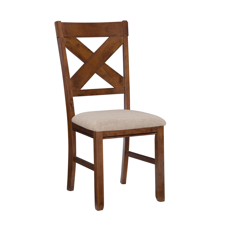 Pemberly Row 9 Piece Wood Dining Set with Padded Seats in Hazelnut