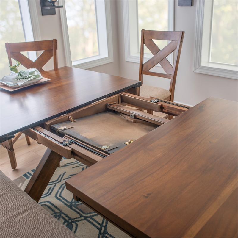 Pemberly Row 9 Piece Wood Dining Set with Padded Seats in Hazelnut