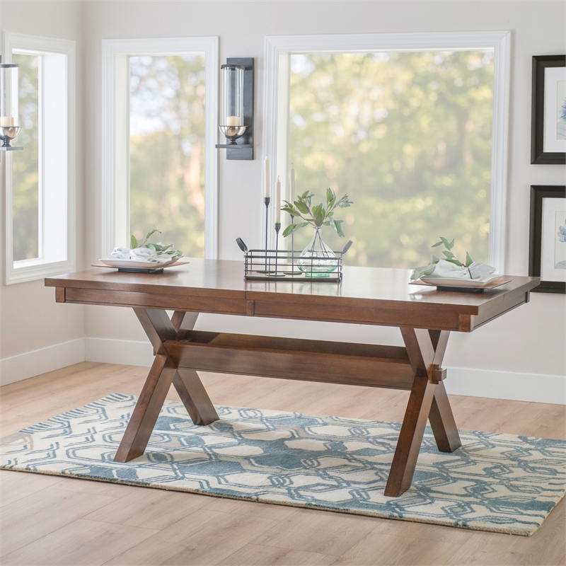 Pemberly Row 9 Piece Wood Dining Set with Padded Seats in Hazelnut