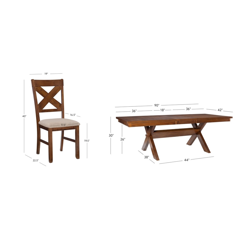 Pemberly Row 9 Piece Wood Dining Set with Padded Seats in Hazelnut