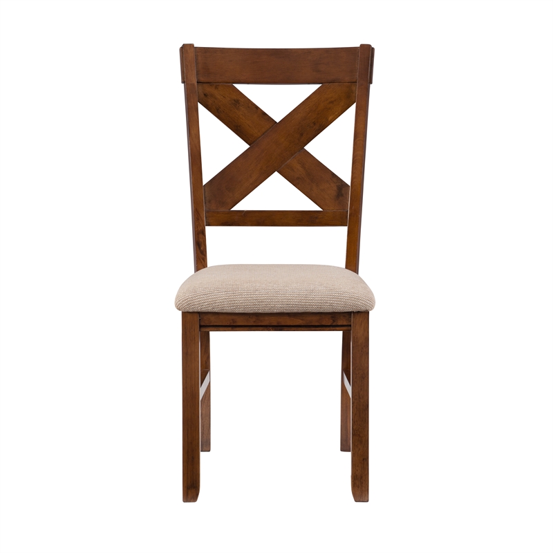 Pemberly Row 9 Piece Wood Dining Set with Padded Seats in Hazelnut