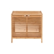 Pemberly Row Bamboo Slatted Hamper with Wide Top in Warm Natural Finish
