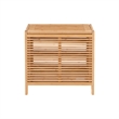 Pemberly Row Bamboo Slatted Hamper with Wide Top in Warm Natural Finish