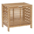Pemberly Row Bamboo Slatted Hamper with Wide Top in Warm Natural Finish