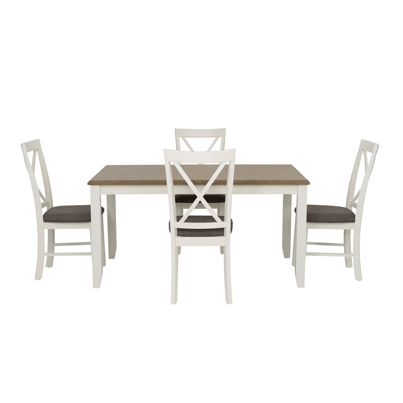 Pemberly Row 5 Piece Upholstered Dining Set Wood Taupe and White