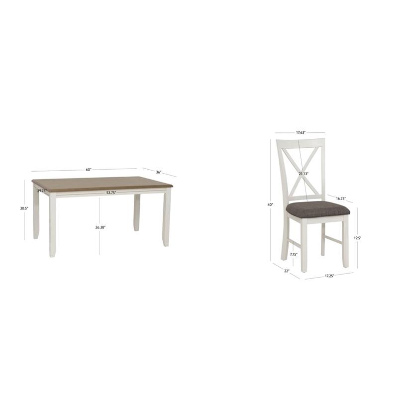 Pemberly Row 5 Piece Upholstered Dining Set Wood Taupe and White