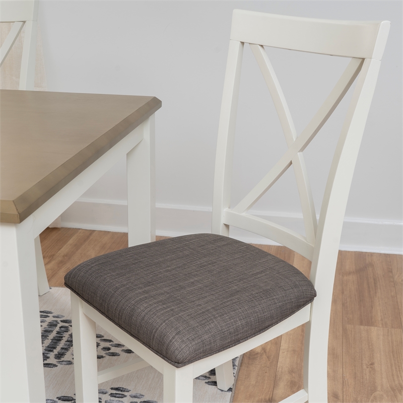 Pemberly Row 5 Piece Upholstered Dining Set Wood Taupe and White