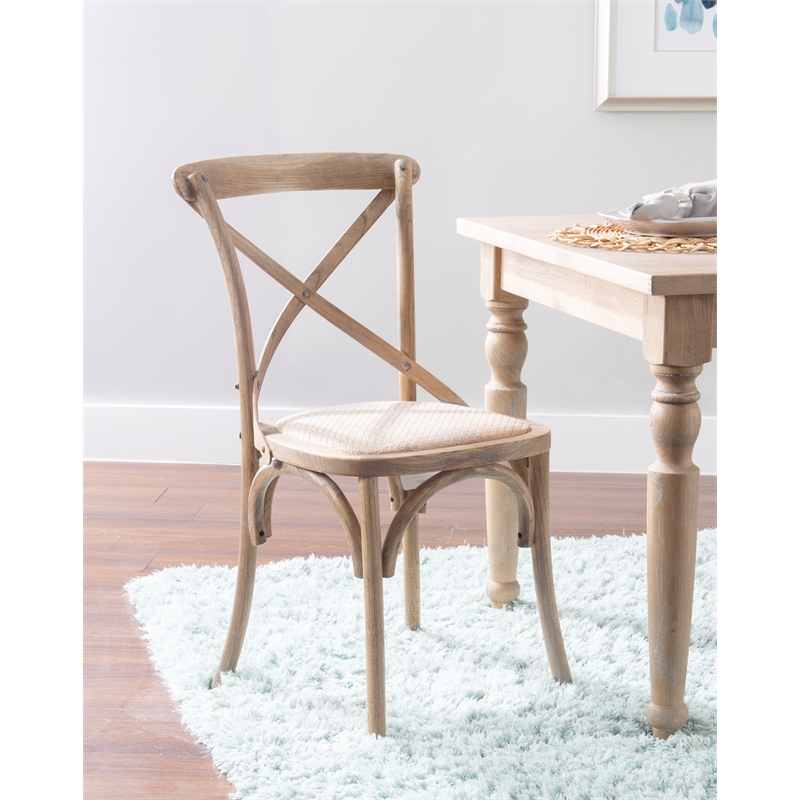 Pemberly Row Set of 2 X-Back Bentwood Dining Chairs in Gray Washed Wood